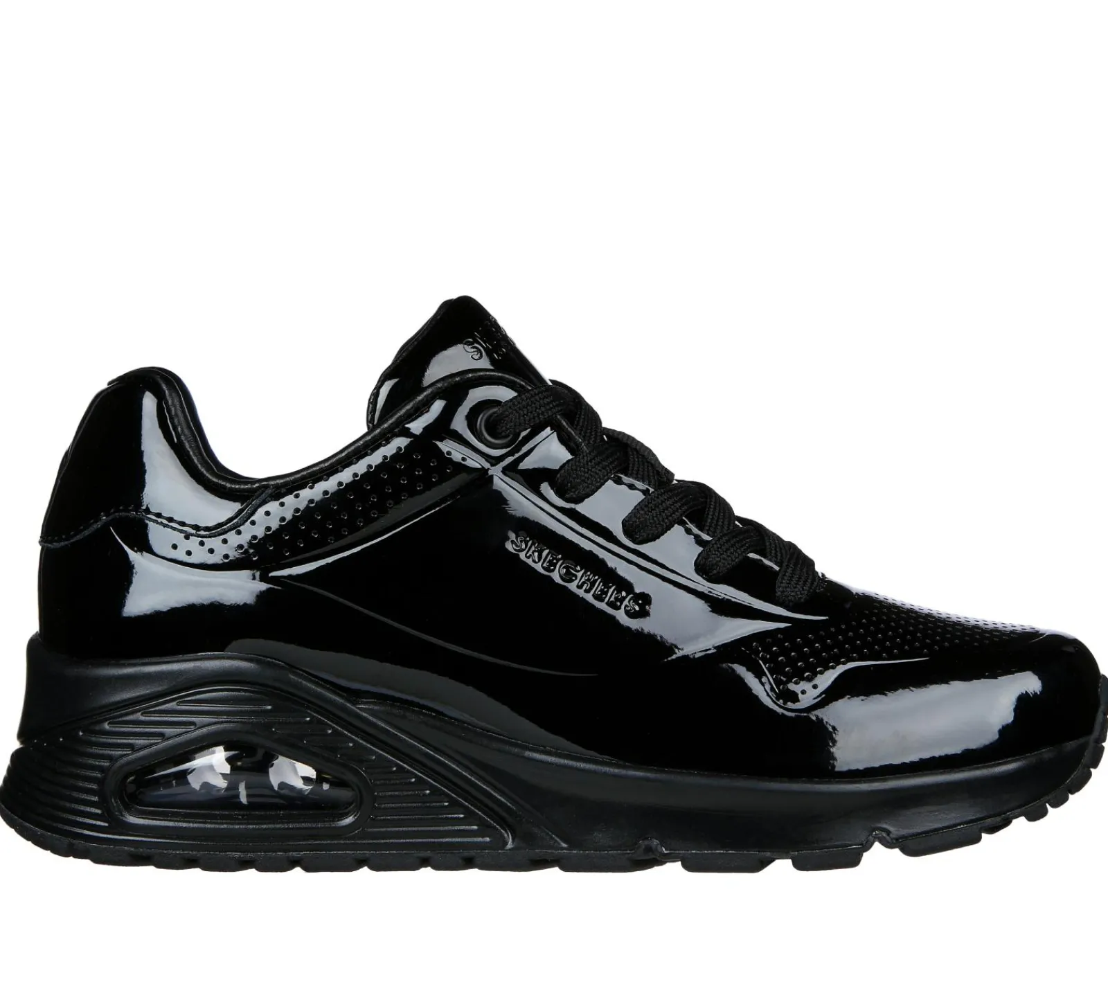 Com Atacadores|Sapatilhas Casuais-SKECHERS Uno - Shiny One PRETO
