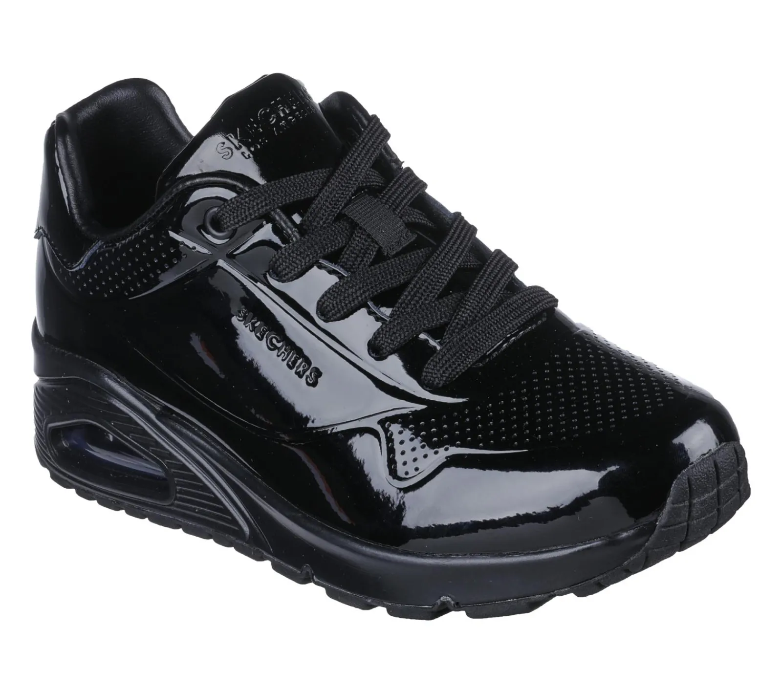 Com Atacadores|Sapatilhas Casuais-SKECHERS Uno - Shiny One PRETO