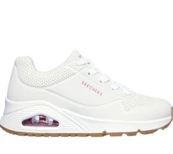 Com Atacadores|Sapatilhas-SKECHERS Uno - Stand On Air BRANCO / ROSA CHOQUE