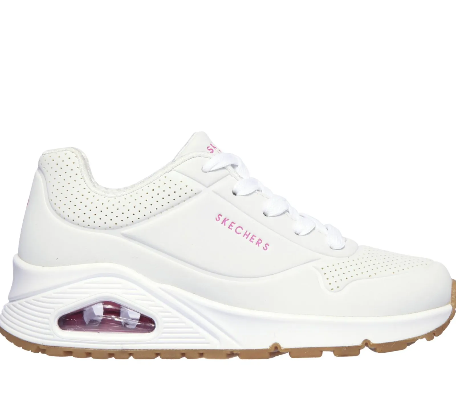 Com Atacadores|Sapatilhas-SKECHERS Uno - Stand On Air BRANCO / ROSA CHOQUE
