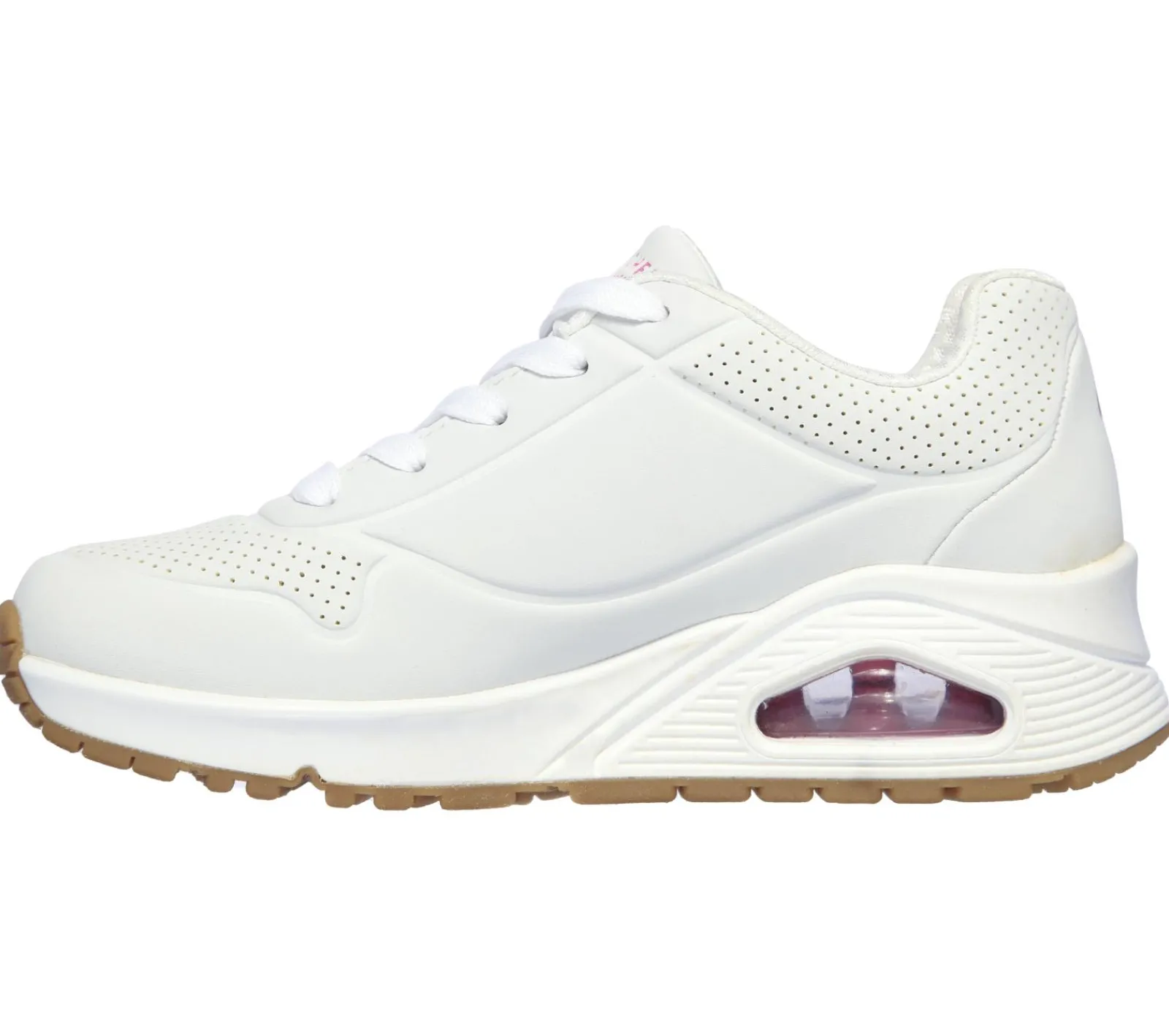 Com Atacadores|Sapatilhas-SKECHERS Uno - Stand On Air BRANCO / ROSA CHOQUE