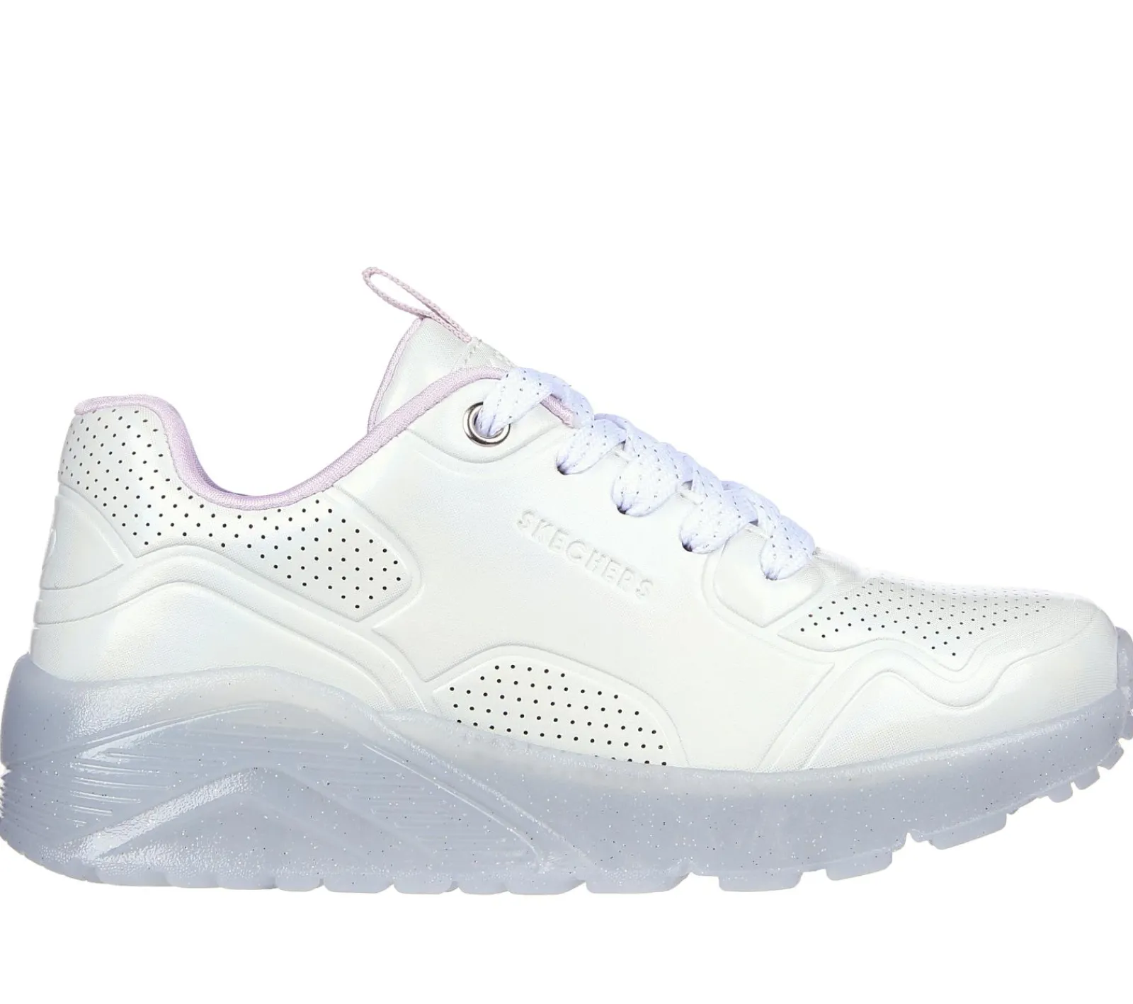 Com Atacadores|Sapatilhas-SKECHERS Uno Ice - Prism Luxe BRANCO / PRATEADO