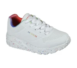 Com Atacadores-SKECHERS Uno Lite - Rainbow Speckle BRANCO / MULTICOR