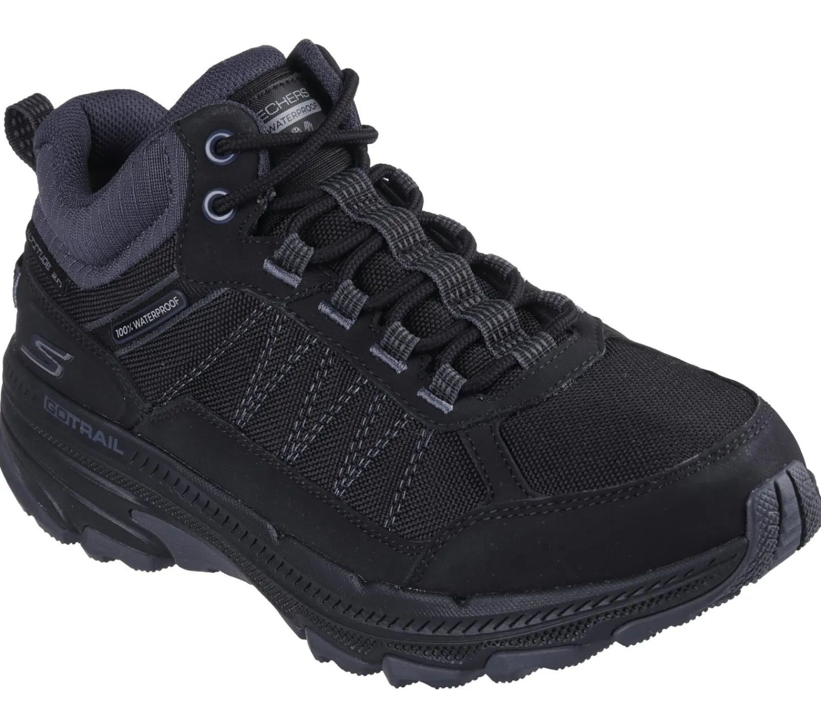 Com Atacadores|Botas-SKECHERS Waterproof: GO RUN Trail Altitude 2.0 PRETO / CARVÃO
