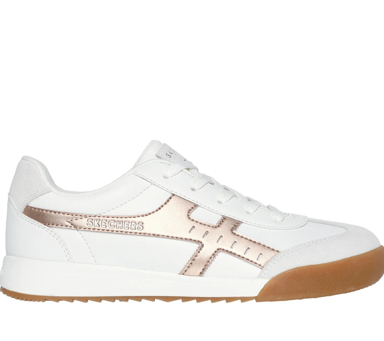 Com Atacadores|Sapatilhas Casuais-SKECHERS Zinger - Metallic Roads BRANCO /ROSA GOLD